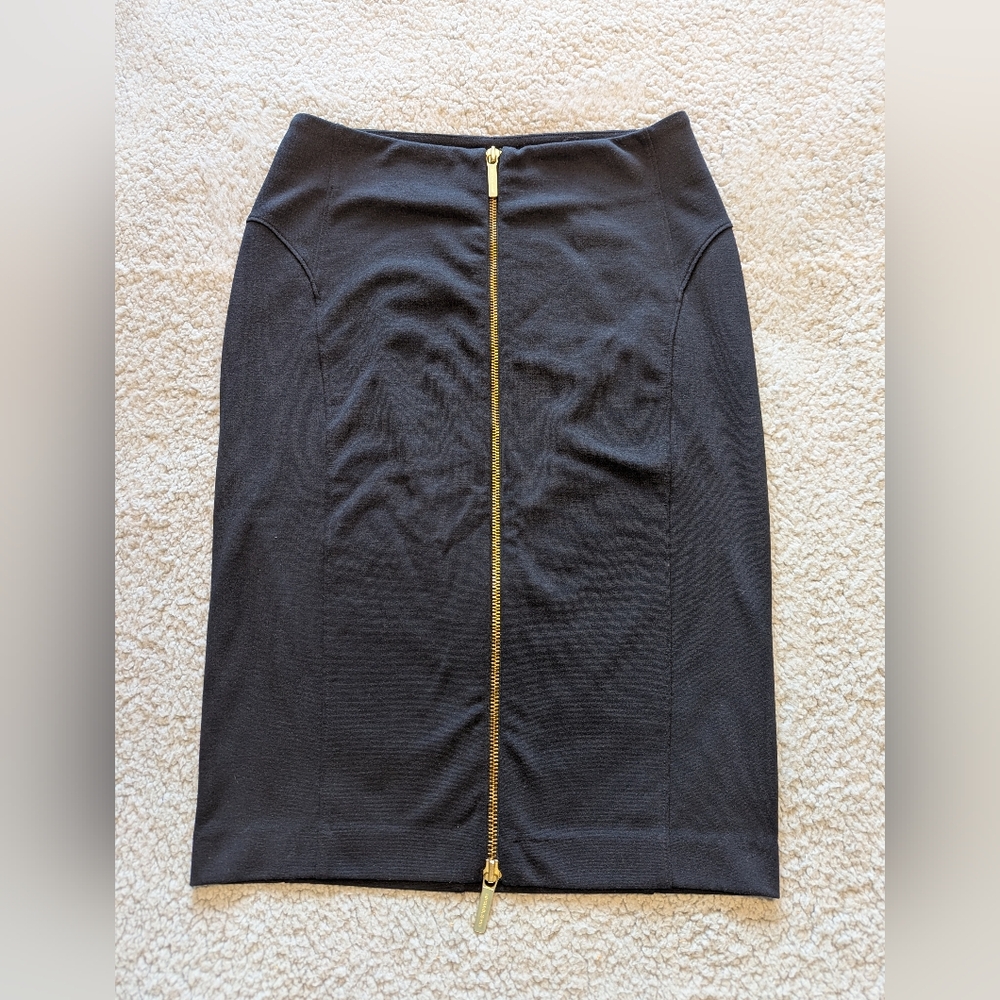 Michael Michael Kors Womens Front Zip Ponte Pencil Skirt Navy Sz.4